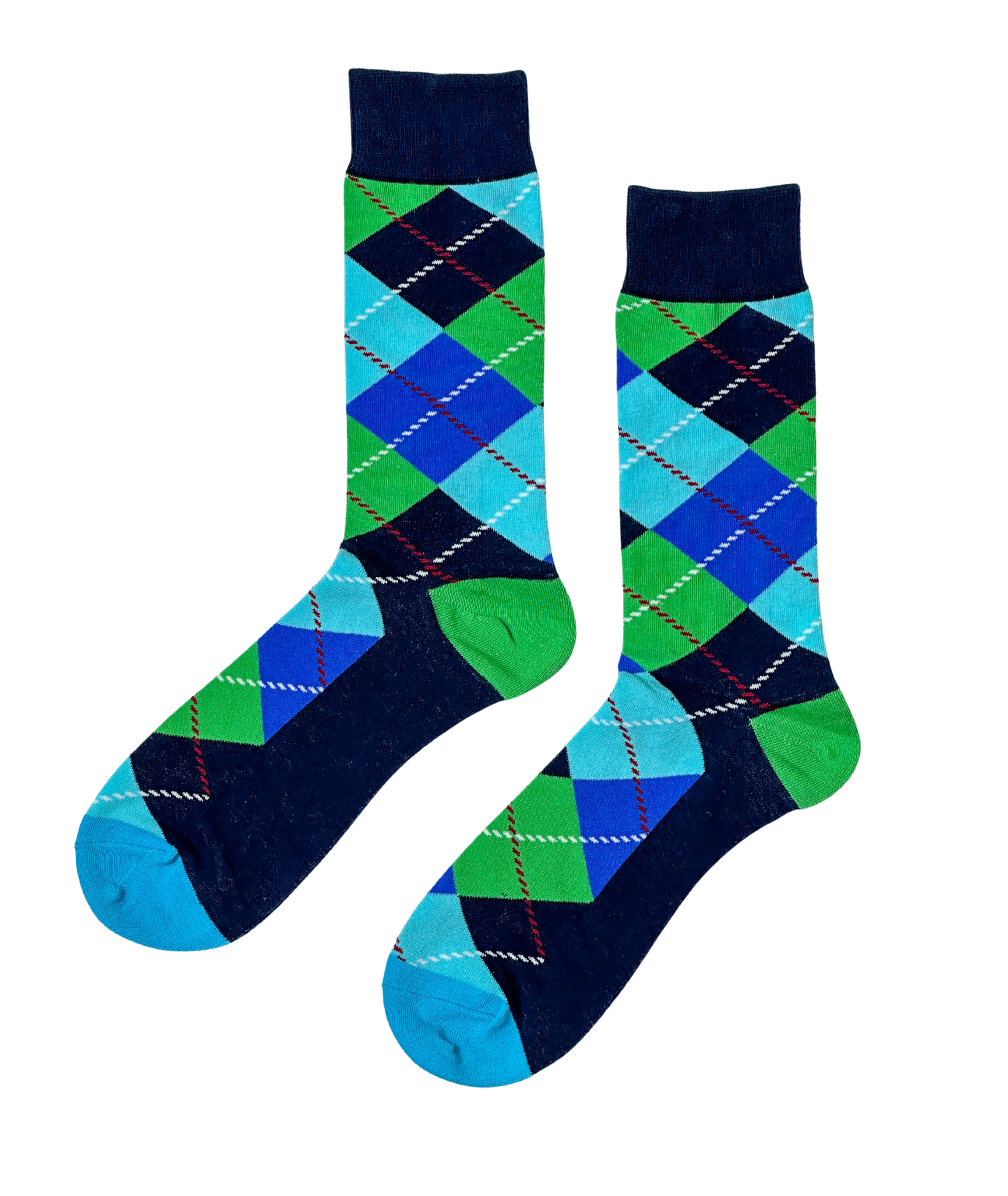 Emerald Ocean Argyle socks in rich green and navy blue patterns, premium quality, comfortable and stylish socks from ModSoles.