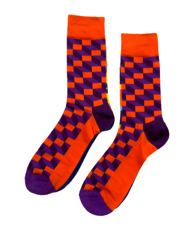 Funky Burst ModSoles socks are stylish and comfortable, showcasing a burst of vivid hues perfect for adding flair to any outfit.