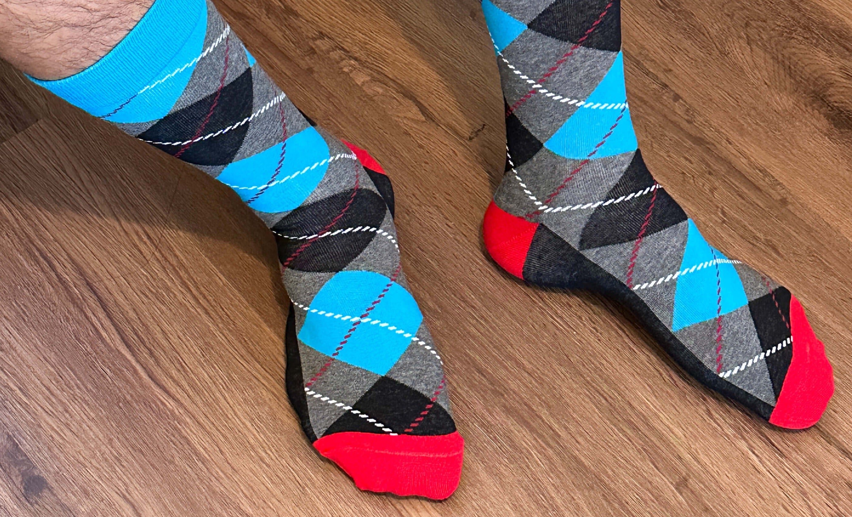 Slate Fusion Argyle - ModSoles Casual Argyle Socks with Bold, Vibrant Diamond Accents.