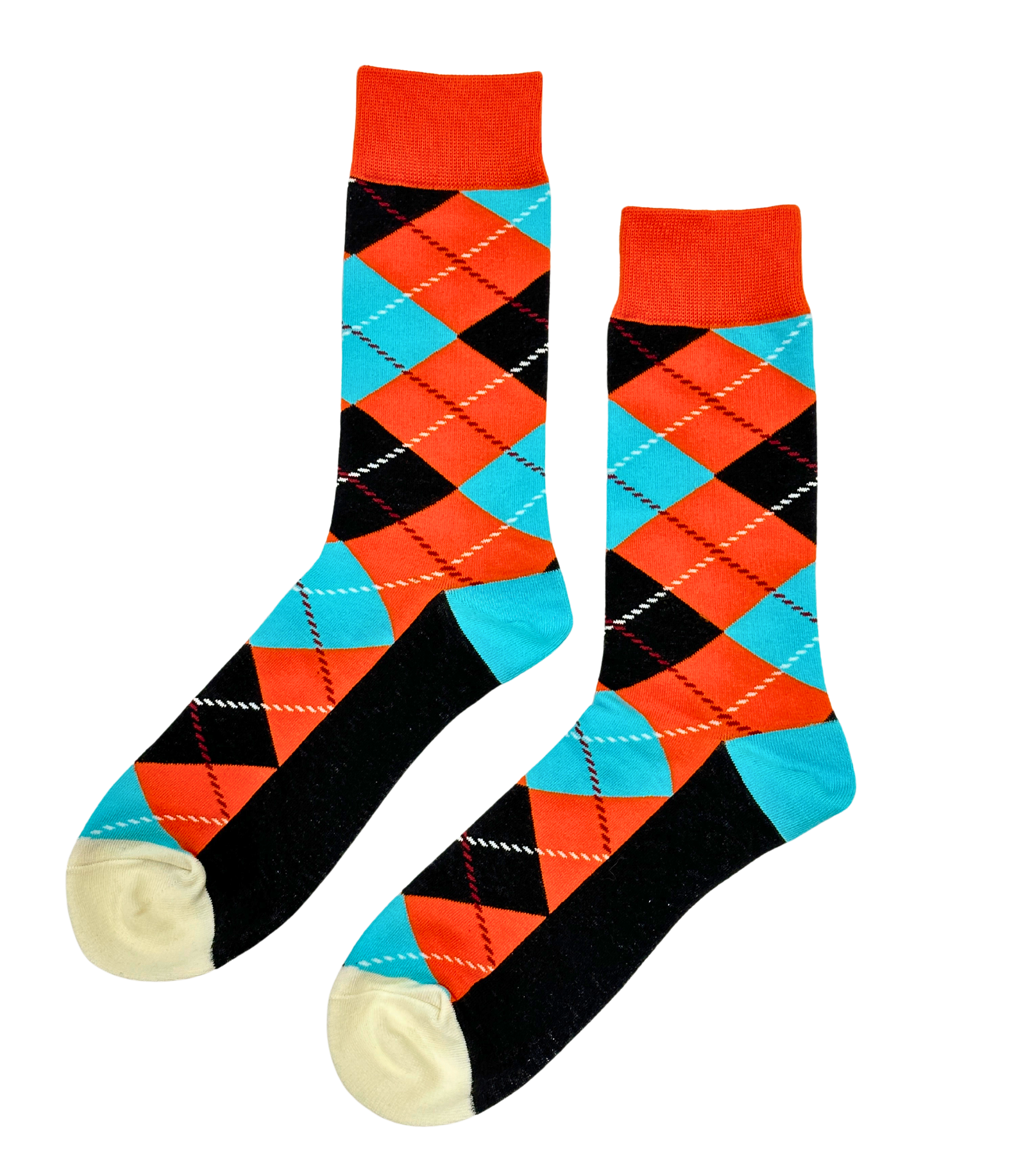 Prestige Flame Argyle socks featuring luxurious red and black patterns, top-quality, stylish socks for any occasion by ModSoles